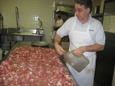 Tony making our homemade sausage!